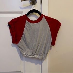 Half Sleeve Baseball Style Crop Top